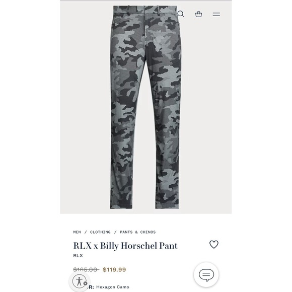 Men's RLX Ralph Lauren Golf Pants 32x32 Billy Horschel Camo Stretch Gray